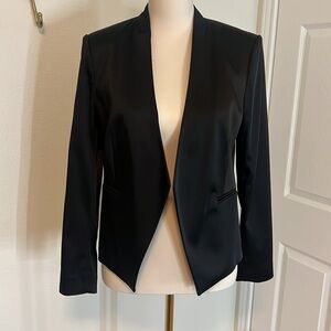 NYDJ Black Silky Tuxedo style open Front Blazer NWT size 4